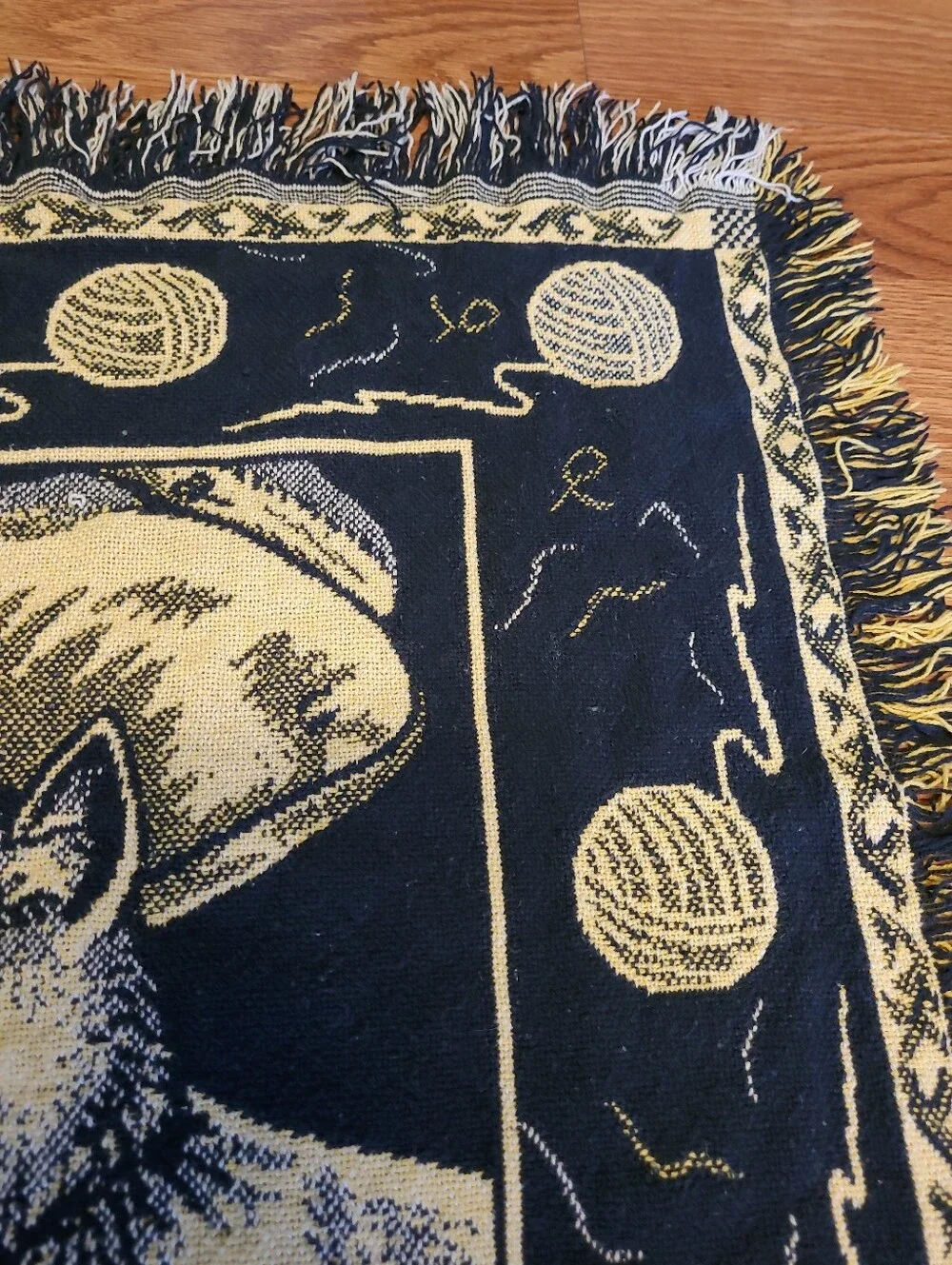 Cat Pattern Accent Throw Pillow Cover - Navy and Cream